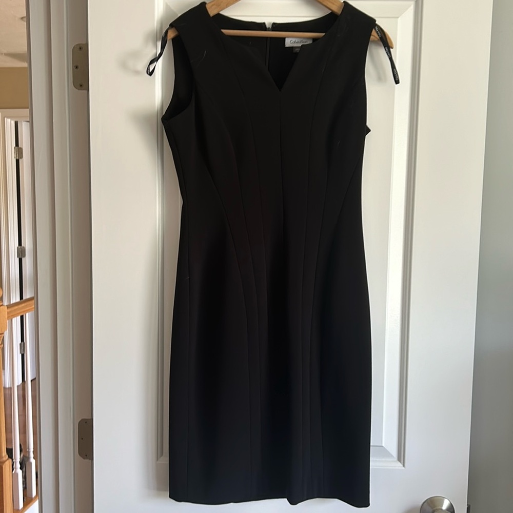 Sleeveless Calvin Klein dress.